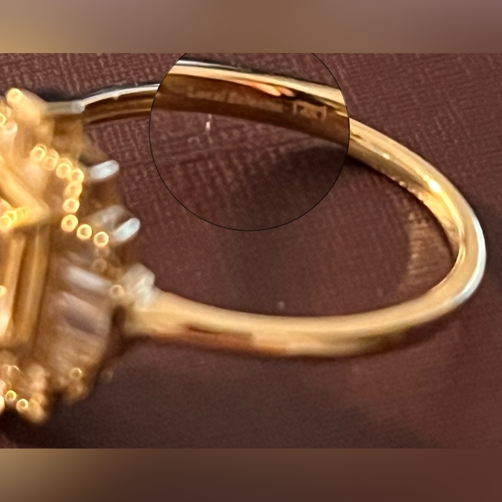 14k Gold Art Deco Shield Ring White Topaz, Size 7 - Picture 4 of 7